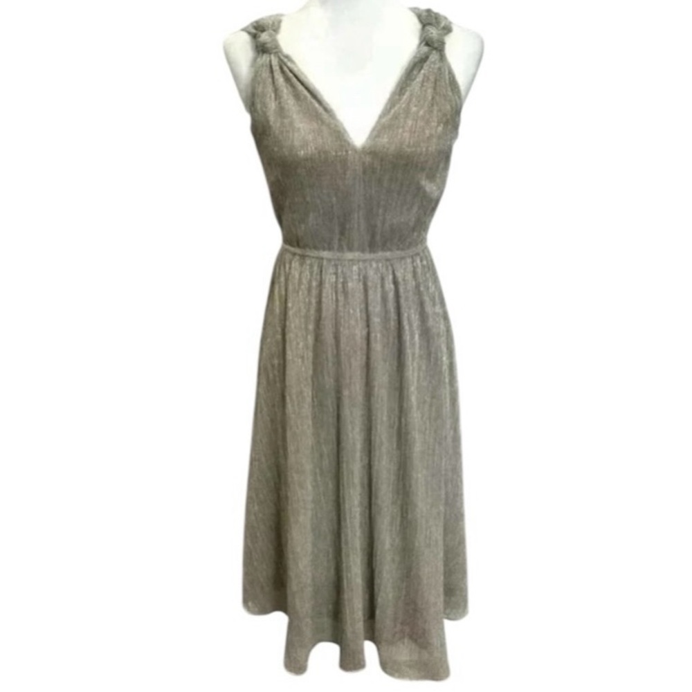 NWT TAHARI METALLIC GOLD LUPITA COCKTAIL DRESS SIZE 2